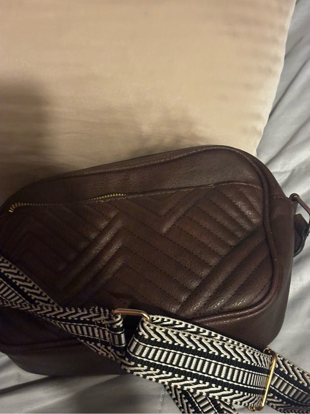 Quilted Crossbody Bag in Dark Brown
